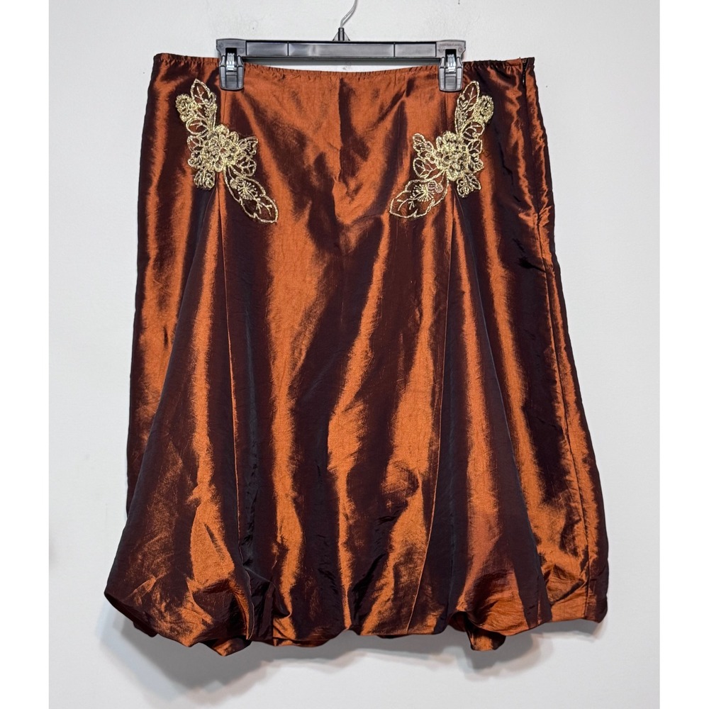 Romantic Regencycore Bubble Hem Taffeta Skirt Size 16 Renaissance Fallcore Chic